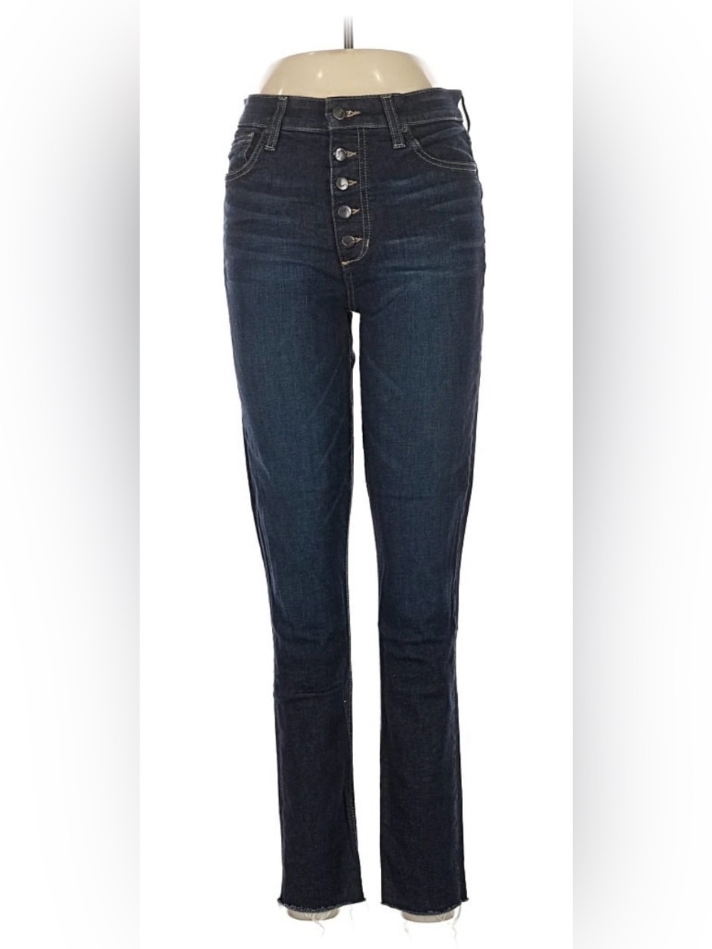 Joe's Jeans High-Rise Dark Blue Button-Fly Straight Leg Jeans